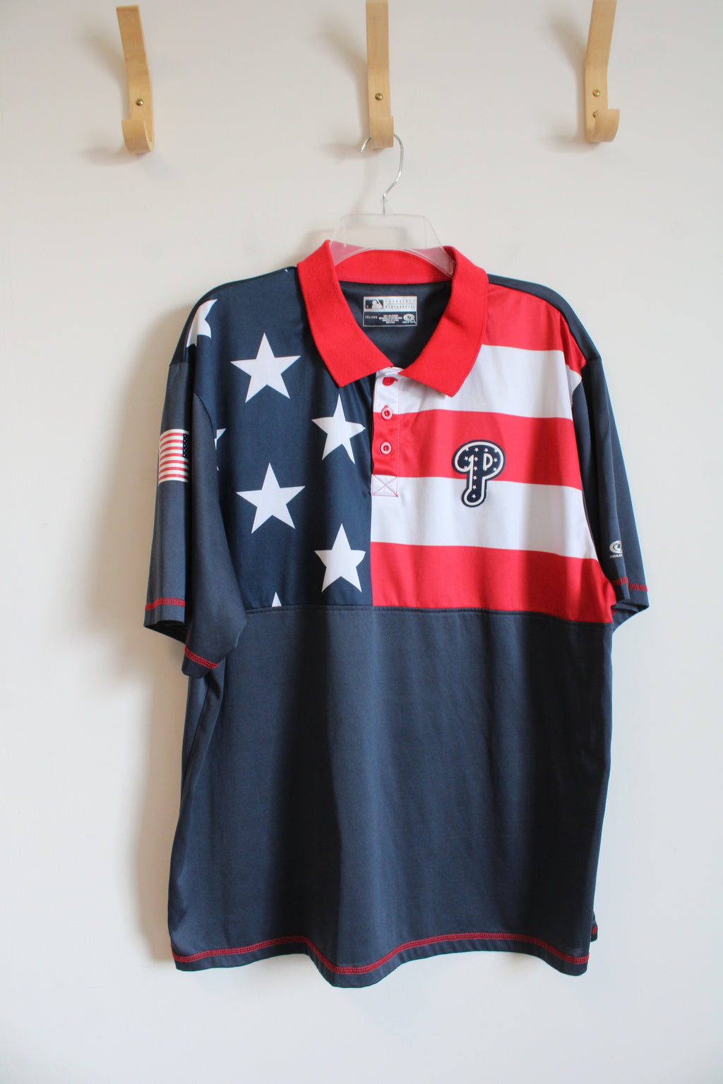 MLB Genuine Merchandise American Flag Phillies Polo Shirt | 2XL