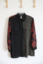 Koos Of Course! Orange Black & Green Patterned Button Down Top | M