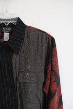 Koos Of Course! Orange Black & Green Patterned Button Down Top | M