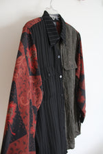 Koos Of Course! Orange Black & Green Patterned Button Down Top | M