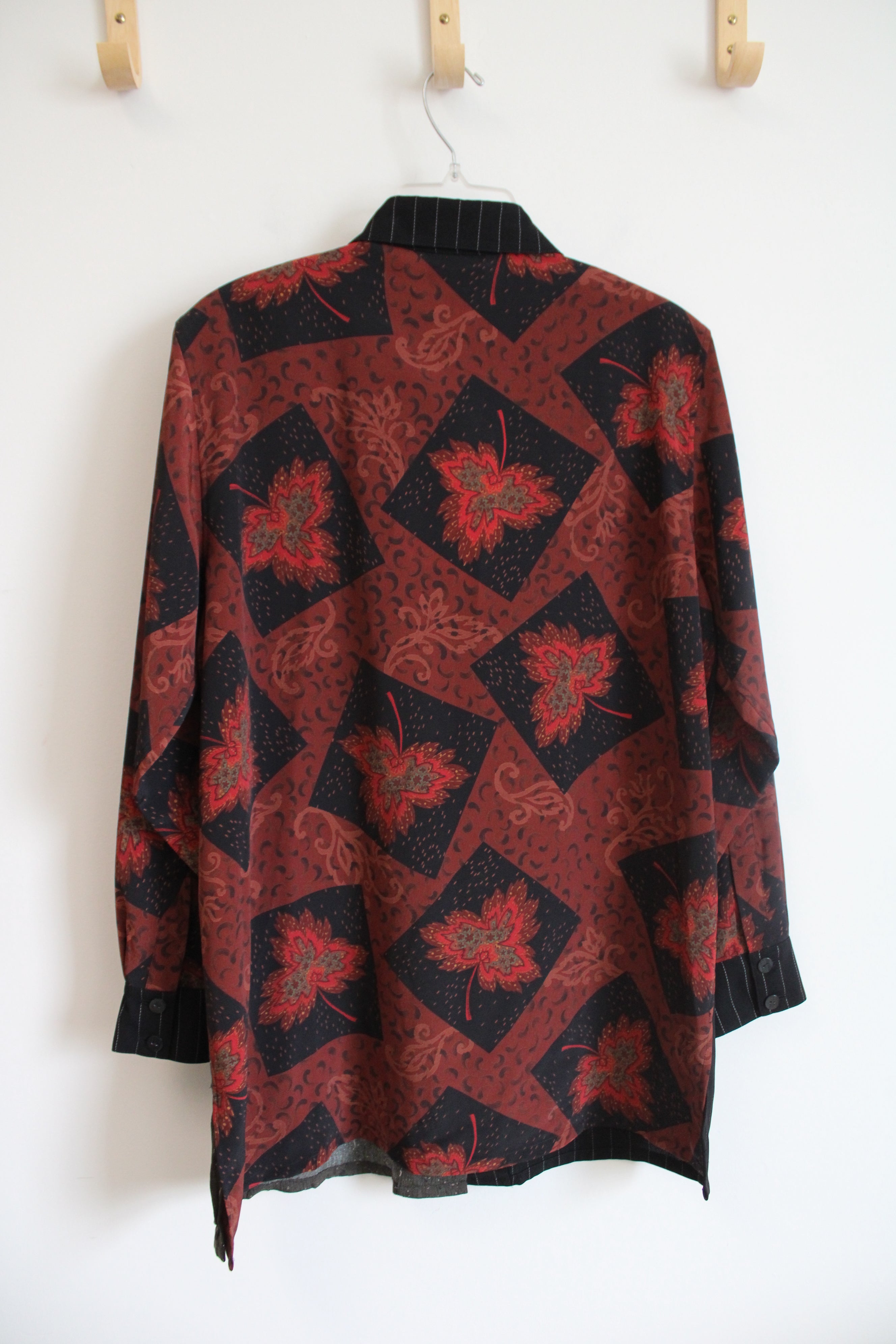 Koos Of Course! Orange Black & Green Patterned Button Down Top | M