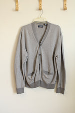Chaps Gray Button Down V-neck Sweater with Pockets | XL