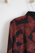 Koos Of Course! Orange Black & Green Patterned Button Down Top | M