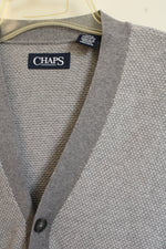 Chaps Gray Button Down V-neck Sweater with Pockets | XL