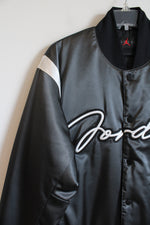 Air Jordan Gray Satin Varsity Jacket | M