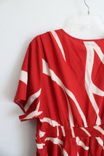 NEW Bloomchic Terracotta Orange & Cream Patterned Midi Dress | 18/20