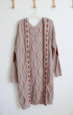 Taupe Knit Hooded Duster Cardigan | XL