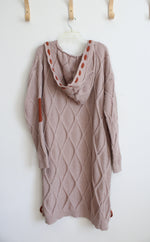 Taupe Knit Hooded Duster Cardigan | XL