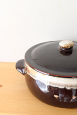 Large Vintage Gourmet Brown Drip Casserole Dish | 9.5"