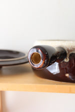 Large Vintage Gourmet Brown Drip Casserole Dish | 9.5"