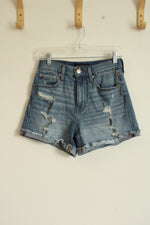 Aeropostale Medium wash Cuffed Distressed Mom Denim Shorts | 0