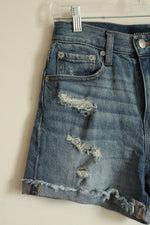 Aeropostale Medium wash Cuffed Distressed Mom Denim Shorts | 0