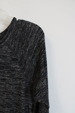 Banana Republic Heather Black and Gray Ruched Side Long Sleeve Dress | L Petite