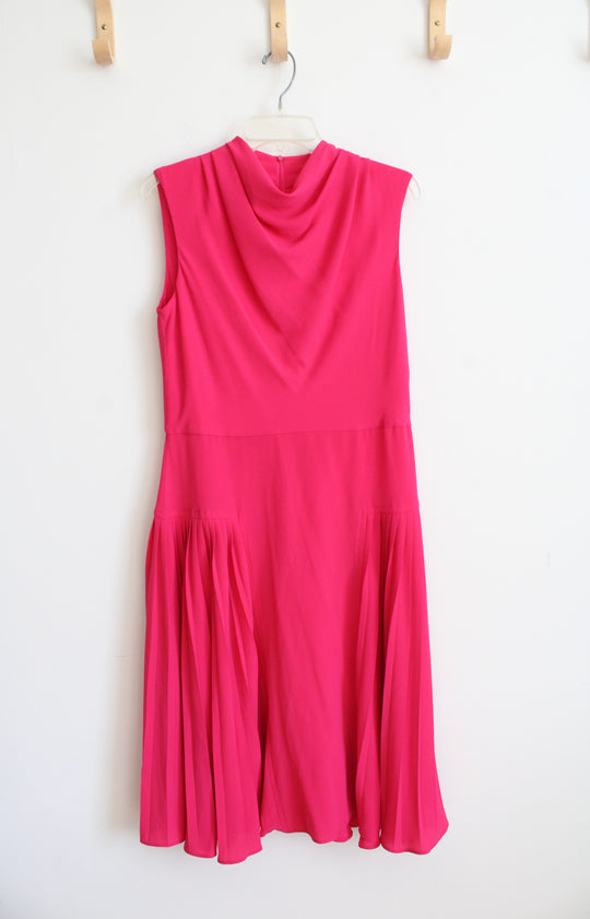Maggy London Cowl Neck Pleated Pink Dress | 10