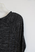 Banana Republic Heather Black and Gray Ruched Side Long Sleeve Dress | L Petite