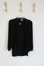 Sew In Love Two Piece Black Draped Cardigan and Matching Tank Top | L