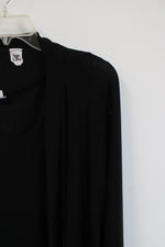 Sew In Love Two Piece Black Draped Cardigan and Matching Tank Top | L