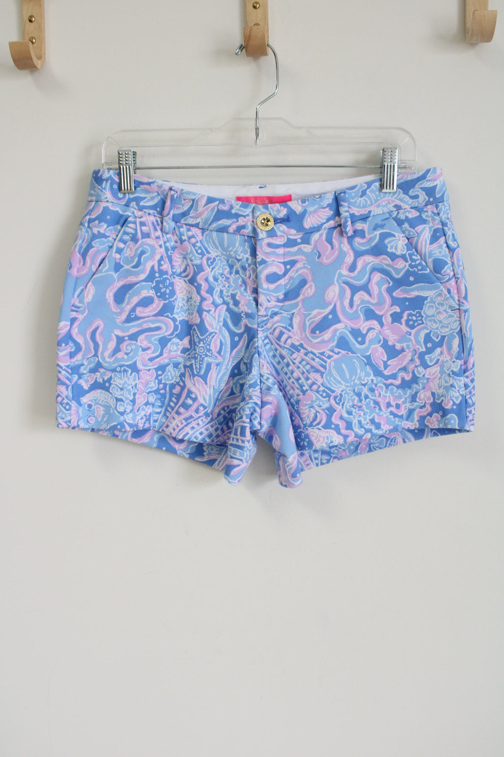 Lilly Pulitzer Blue Purple Paisley Callahan Knit Shorts | 6