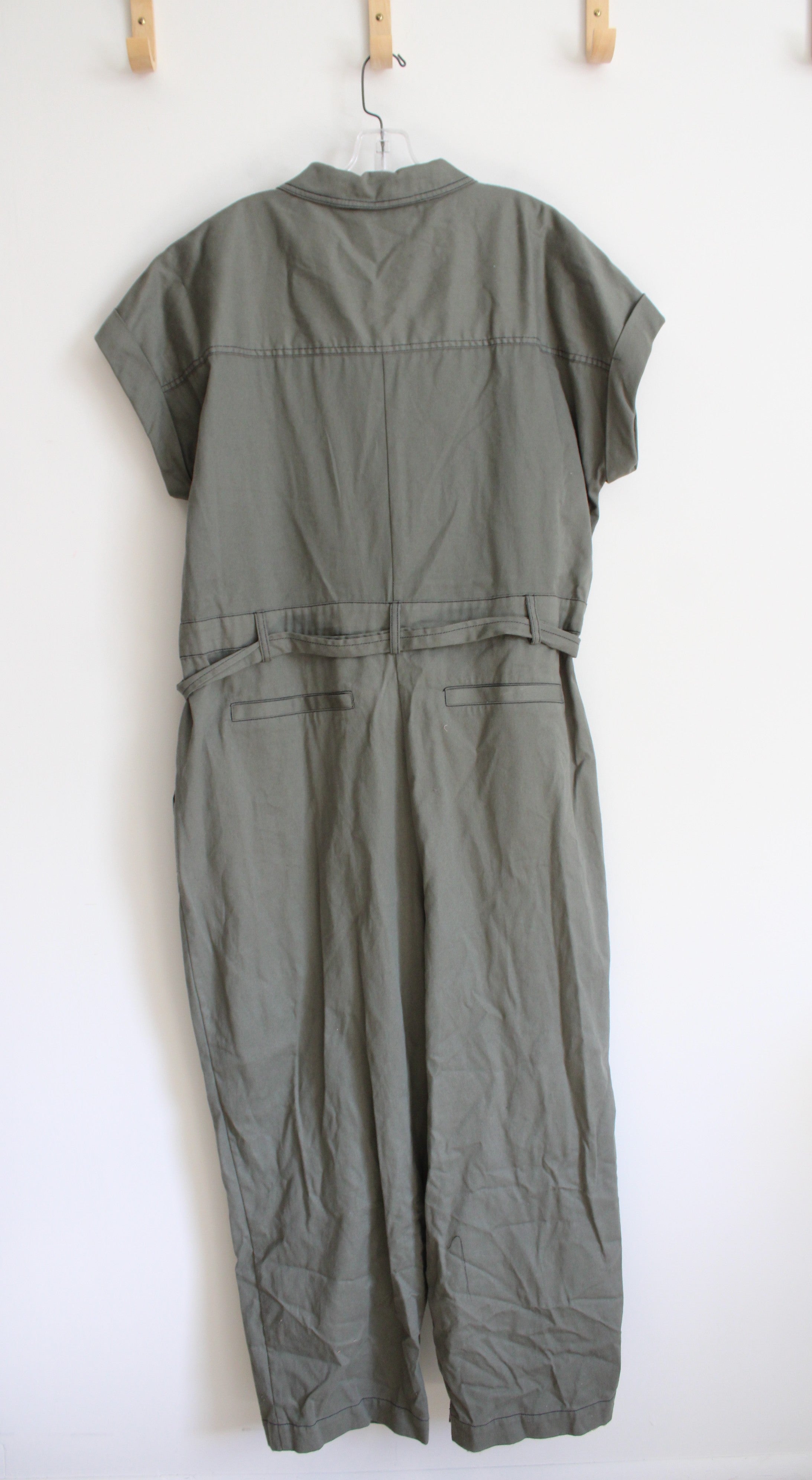 NowGen X Sonoma Green Zip Up Tied Jumpsuit | XL