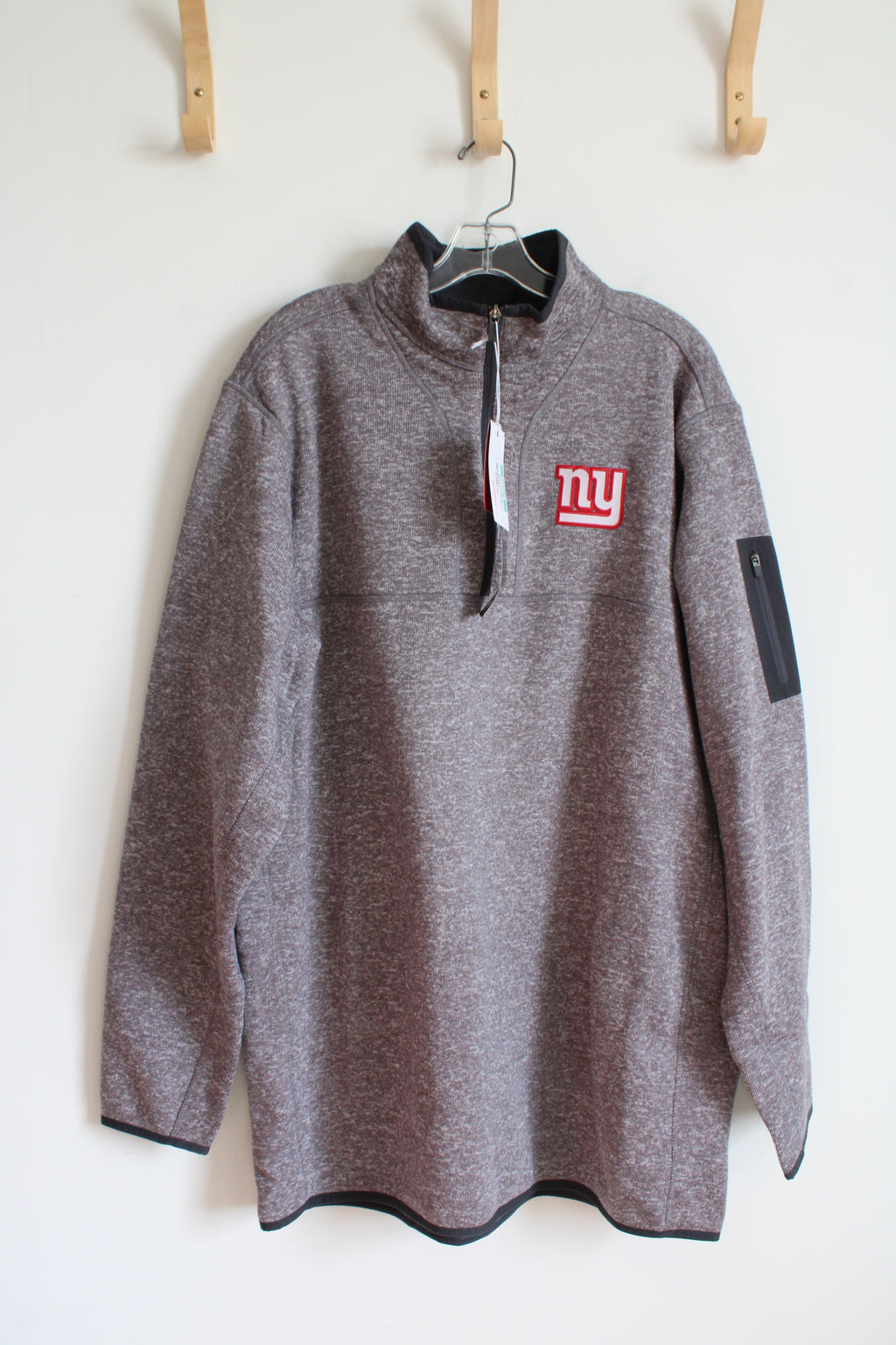 NEW Antigua New York Giants Gray Heathered Fortune 1/4 Zip Sweatshirt | 2XL
