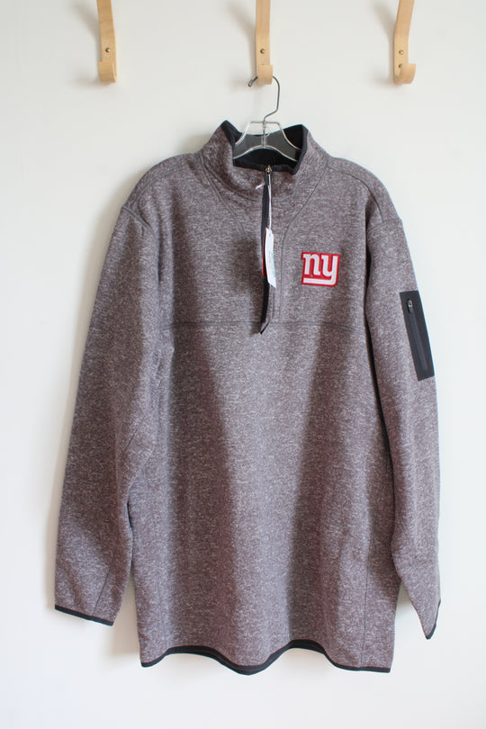 NEW Antigua New York Giants Gray Heathered Fortune 1/4 Zip Sweatshirt | 2XL