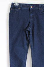 Lands' End Pencil Leg Dark Wash Jeans | 12