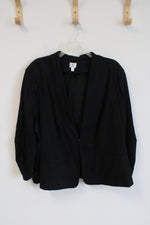 Dressbarn Black Polyester Collarless Blazer With Shoulderpads | 3XL