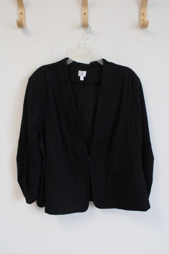 Dressbarn Black Polyester Collarless Blazer With Shoulderpads | 3XL