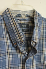 Arrow Blue Tan and White Plaid Button Down Shirt | XL