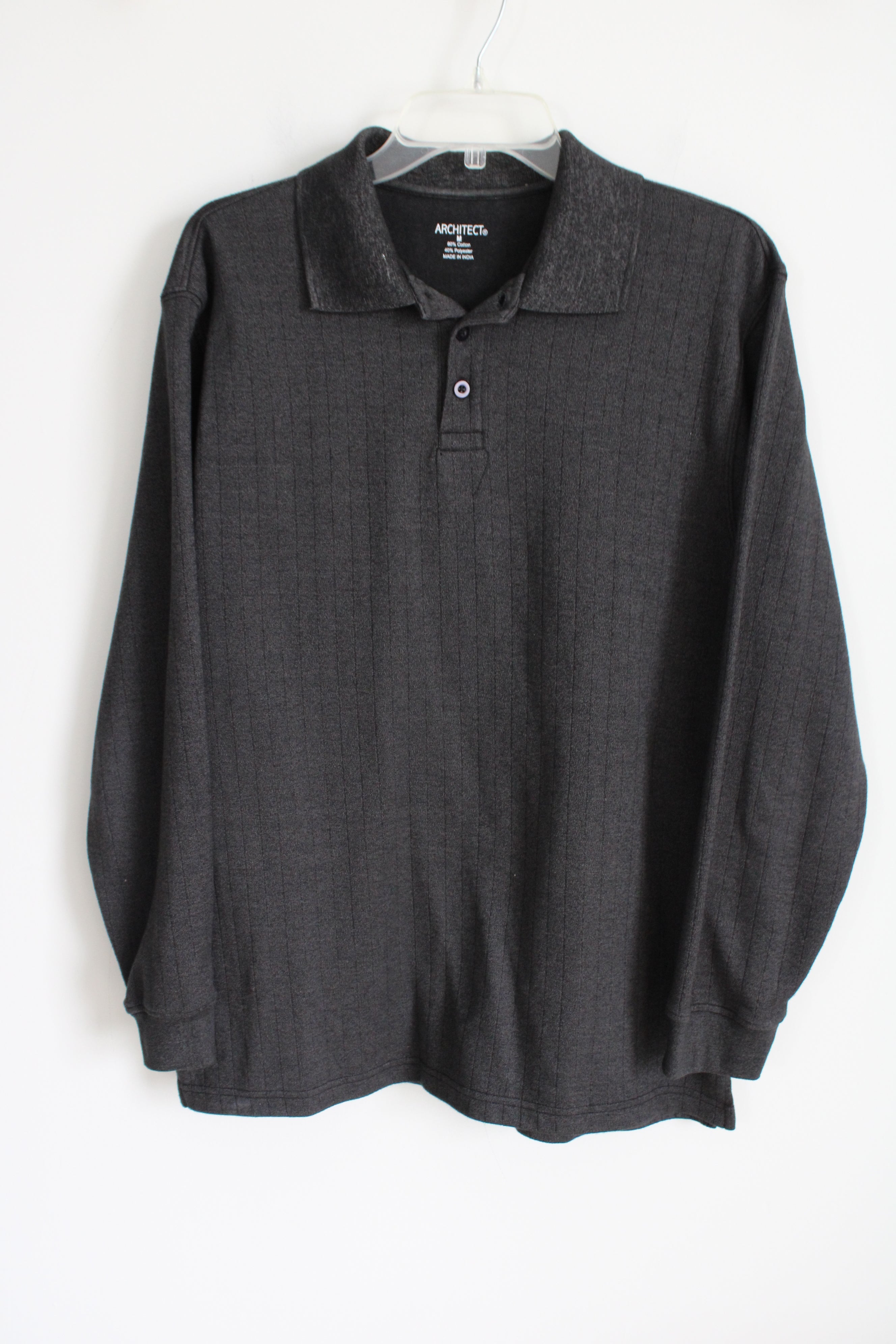 Architect Dark Gray Long Sleeved Polo Shirt | M