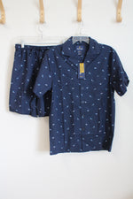 NEW Stafford Blue Bird Print Sleepwear Summer Pajama Set | S