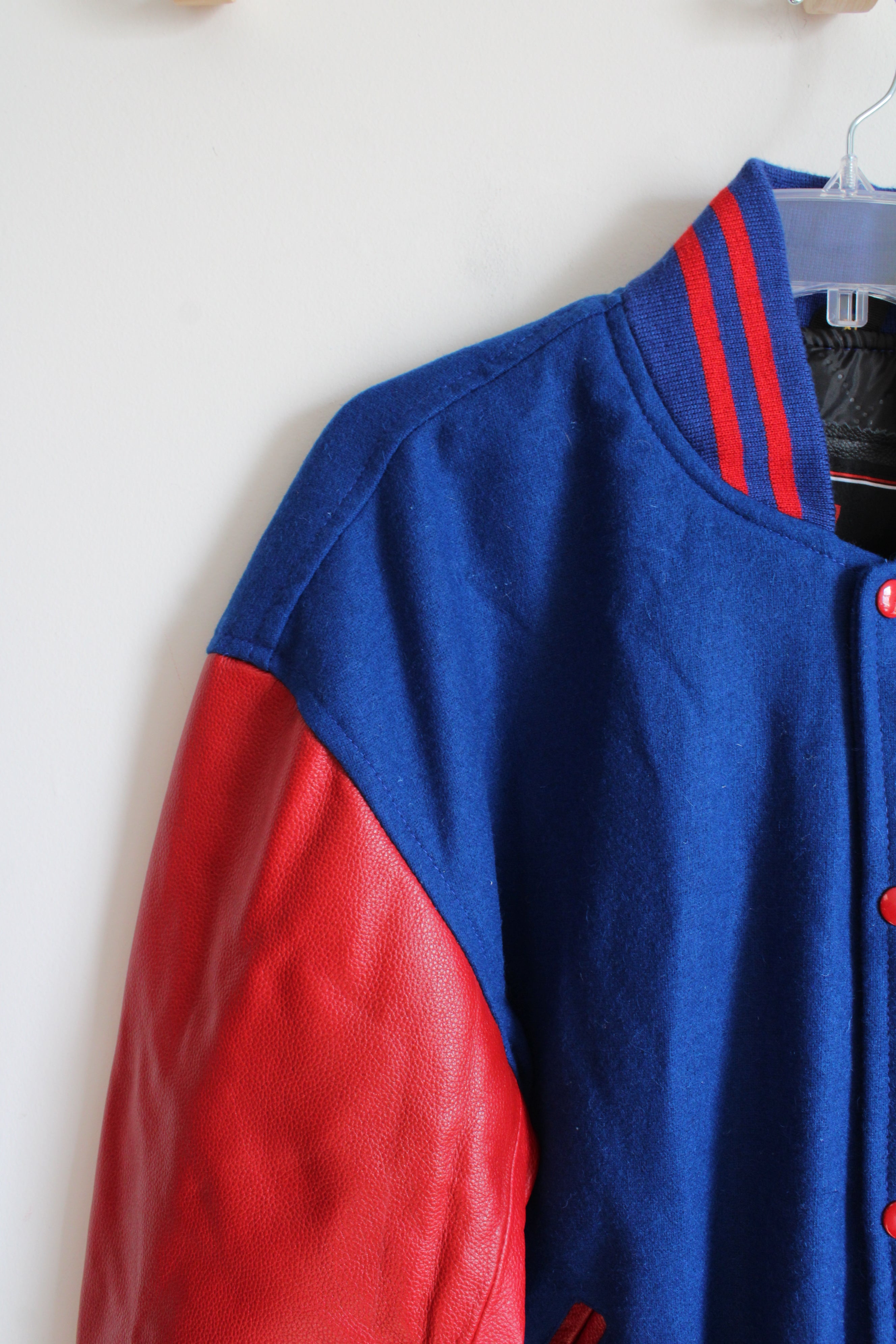 Sledwise Vintage Red & Blue Wool & Leather Varsity Jacket