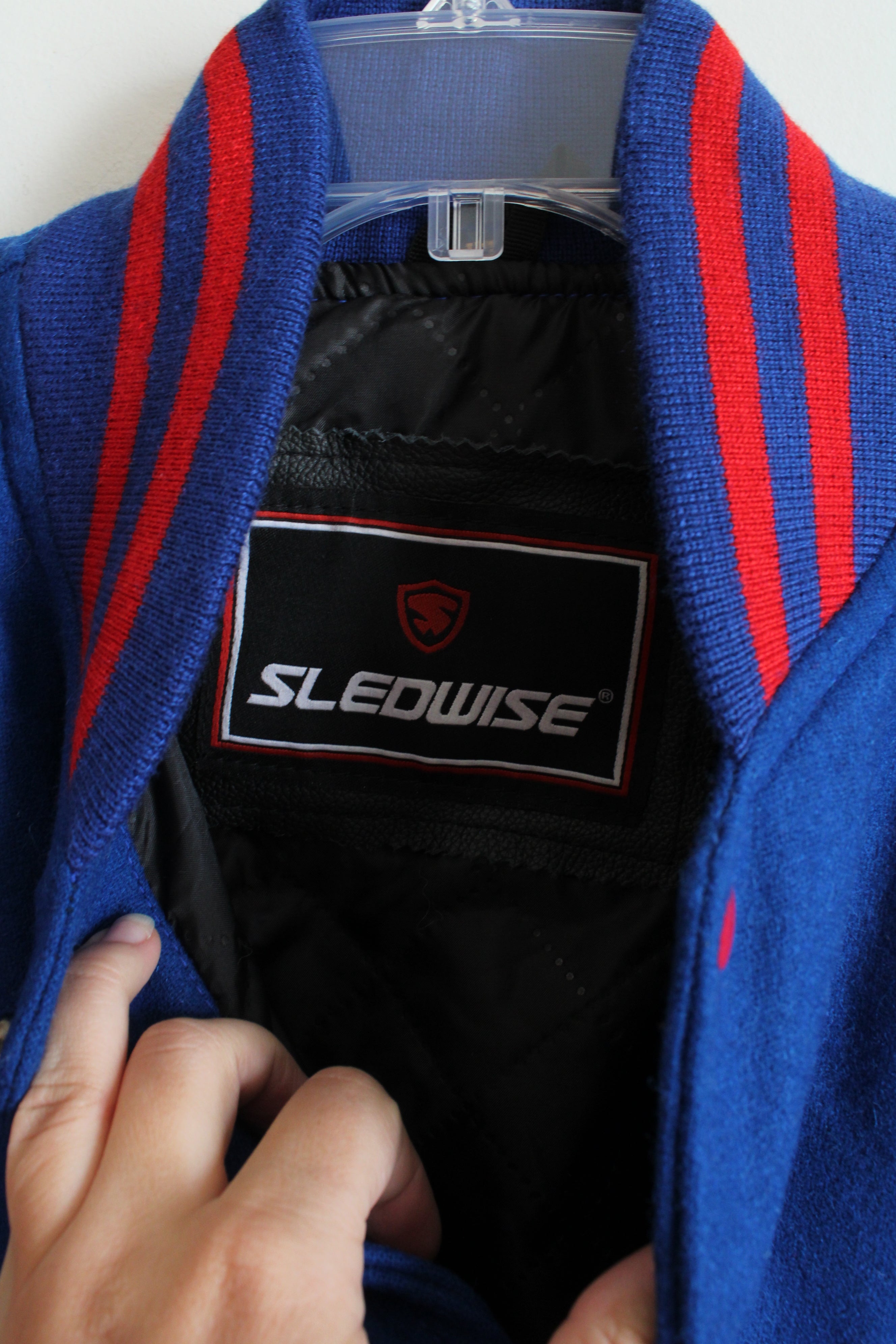 Sledwise Vintage Red & Blue Wool & Leather Varsity Jacket
