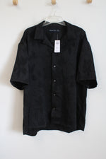 NEW Abercrombie & Fitch Black Floral Satin Button Down Shirt | XL