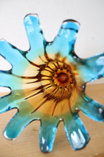 Vintage Murano Amber & Blue Glass Vase | 10.5"