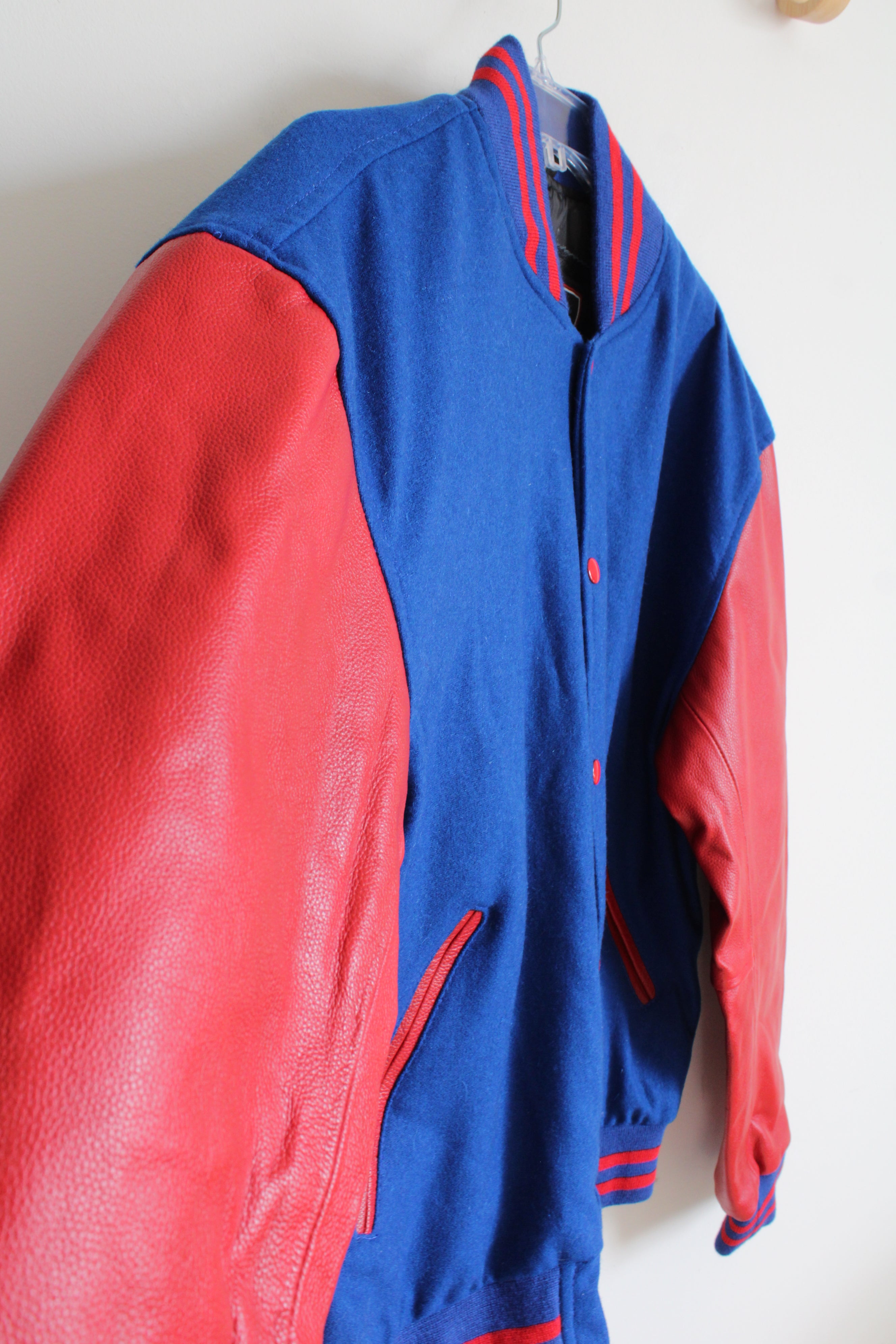Sledwise Vintage Red & Blue Wool & Leather Varsity Jacket