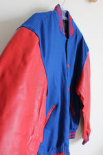 Sledwise Vintage Red & Blue Wool & Leather Varsity Jacket