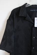 NEW Abercrombie & Fitch Black Floral Satin Button Down Shirt | XL
