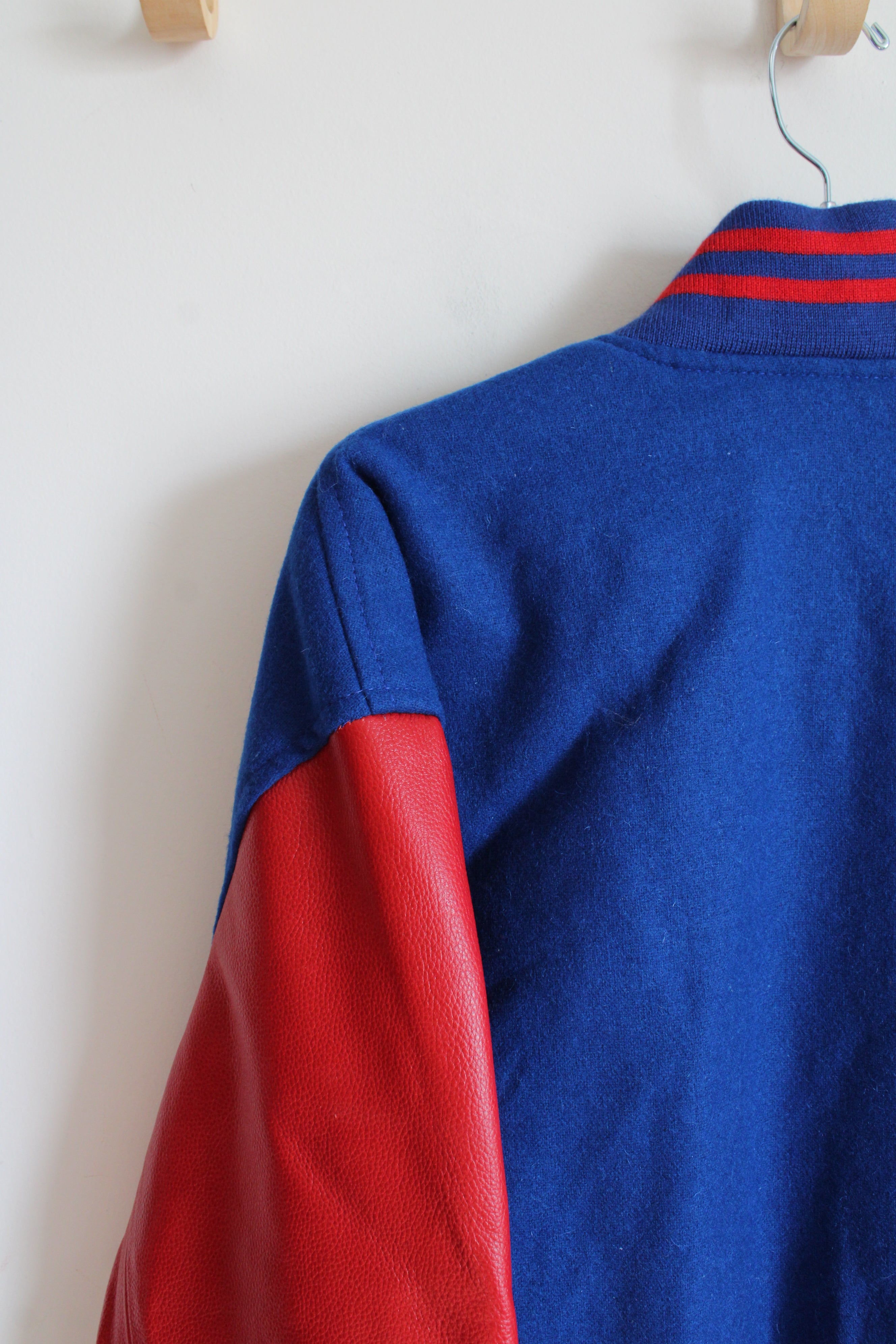 Sledwise Vintage Red & Blue Wool & Leather Varsity Jacket
