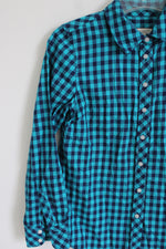 Talbots Blue Button Down Gingham Shirt | Petite