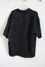 NEW Abercrombie & Fitch Black Floral Satin Button Down Shirt | XL