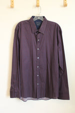 Zachary Prell Maroon And Navy Printed Button Down Shirt | XL