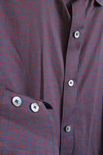 Zachary Prell Maroon And Navy Printed Button Down Shirt | XL