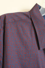 Zachary Prell Maroon And Navy Printed Button Down Shirt | XL