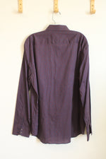 Zachary Prell Maroon And Navy Printed Button Down Shirt | XL