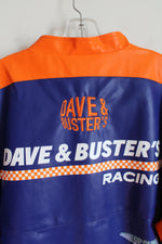 Dave & Buster's Racing Orange Blue & White PU Leather Jacket | L