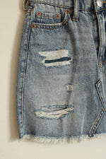 AERO Light-wash Distressed Denim Mini Skirt | 00