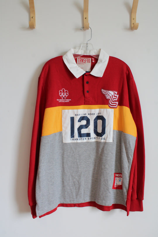 Trnsfr Sportif Red Yellow & Gray Rugby Shirt | L