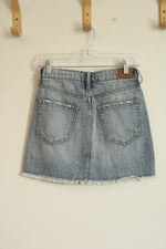 AERO Light-wash Distressed Denim Mini Skirt | 00