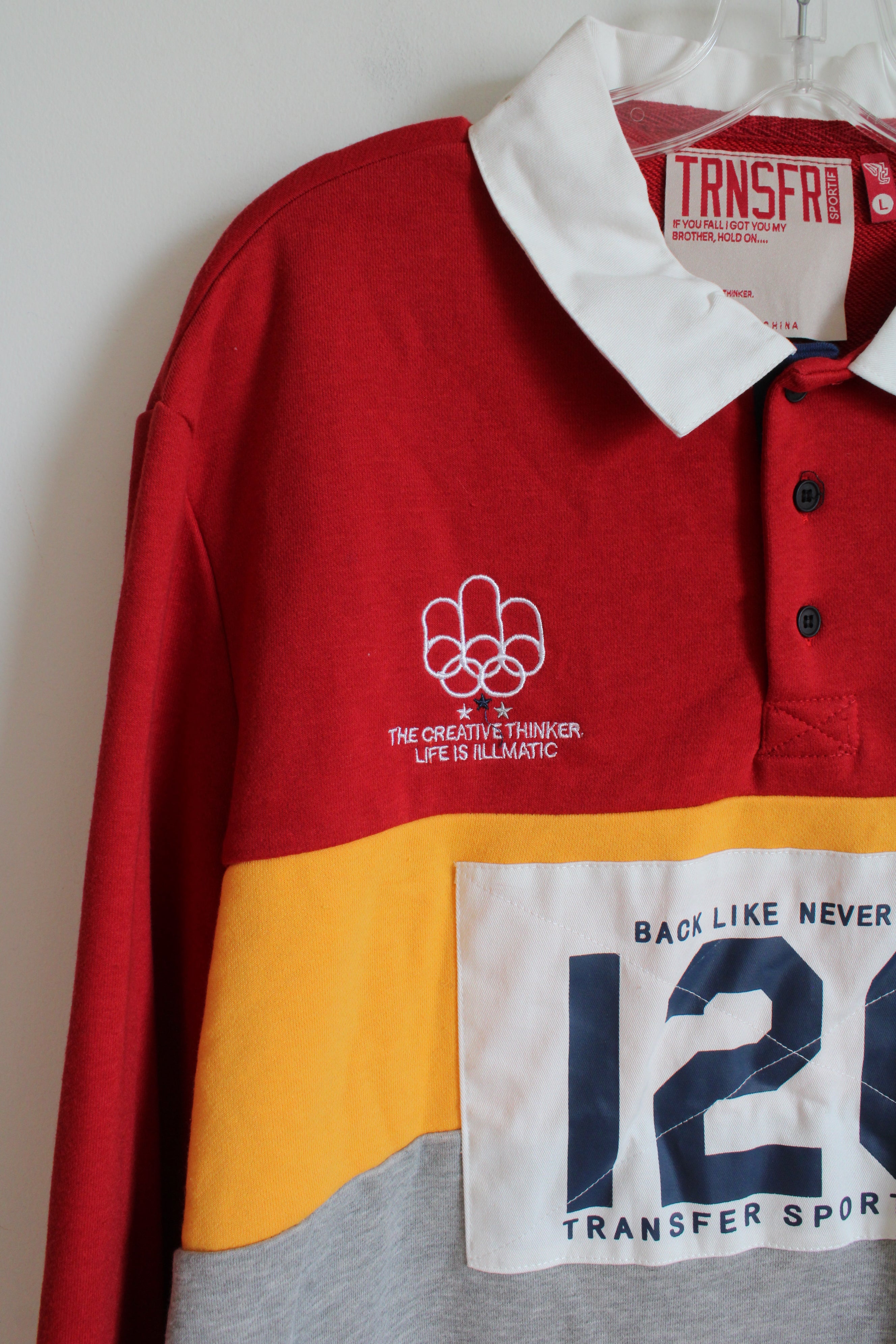 Trnsfr Sportif Red Yellow & Gray Rugby Shirt | L